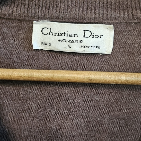 Mens Christian Dior Cable Knit Sweater Vest Taupe size Large - Picture 6 of 7
